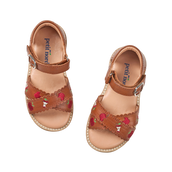 Apple Crossover Scallop Sandal - Cognac