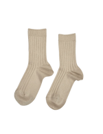 Basic Rib Short Socks - Linen