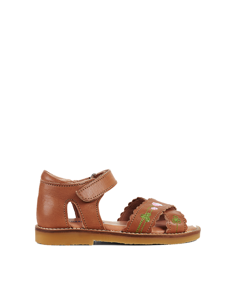 Petit Nord Blooming Clover Scallop Crossover Sandal Sandals Cognac 002