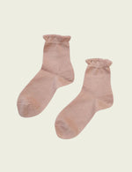 Cotton socks with openwork - Old rose