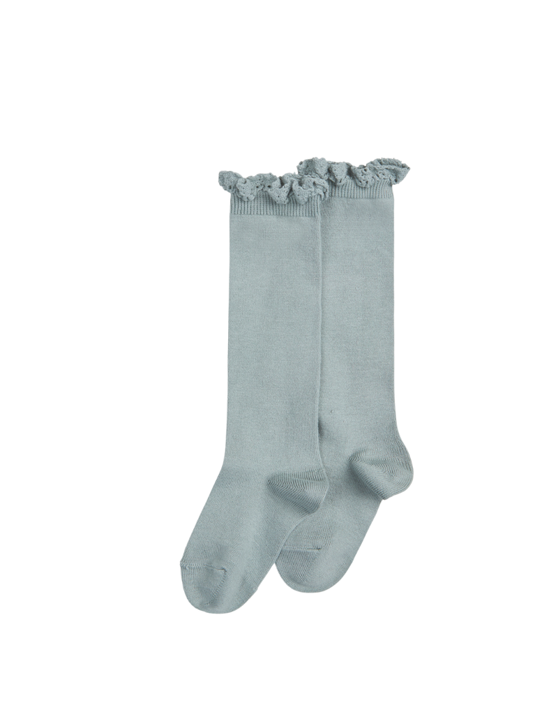 Petit Nord Knee Socks with Lace Edging Socks Dry green 756