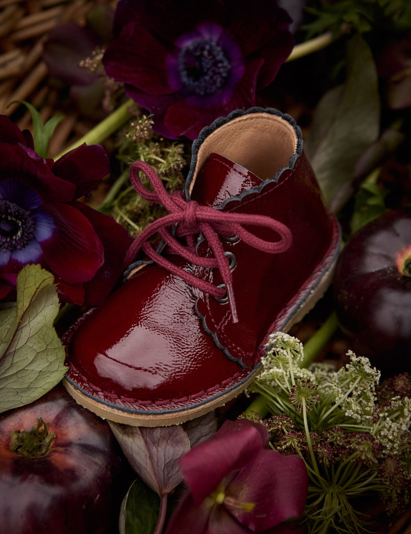 Petit Nord Scallop Boot Low Boot Shoes Burgundy Patent 159