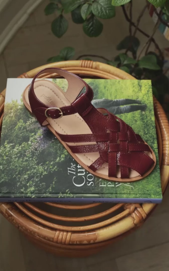 Petit Nord Florence Sandal Women Burgundy Patent 159