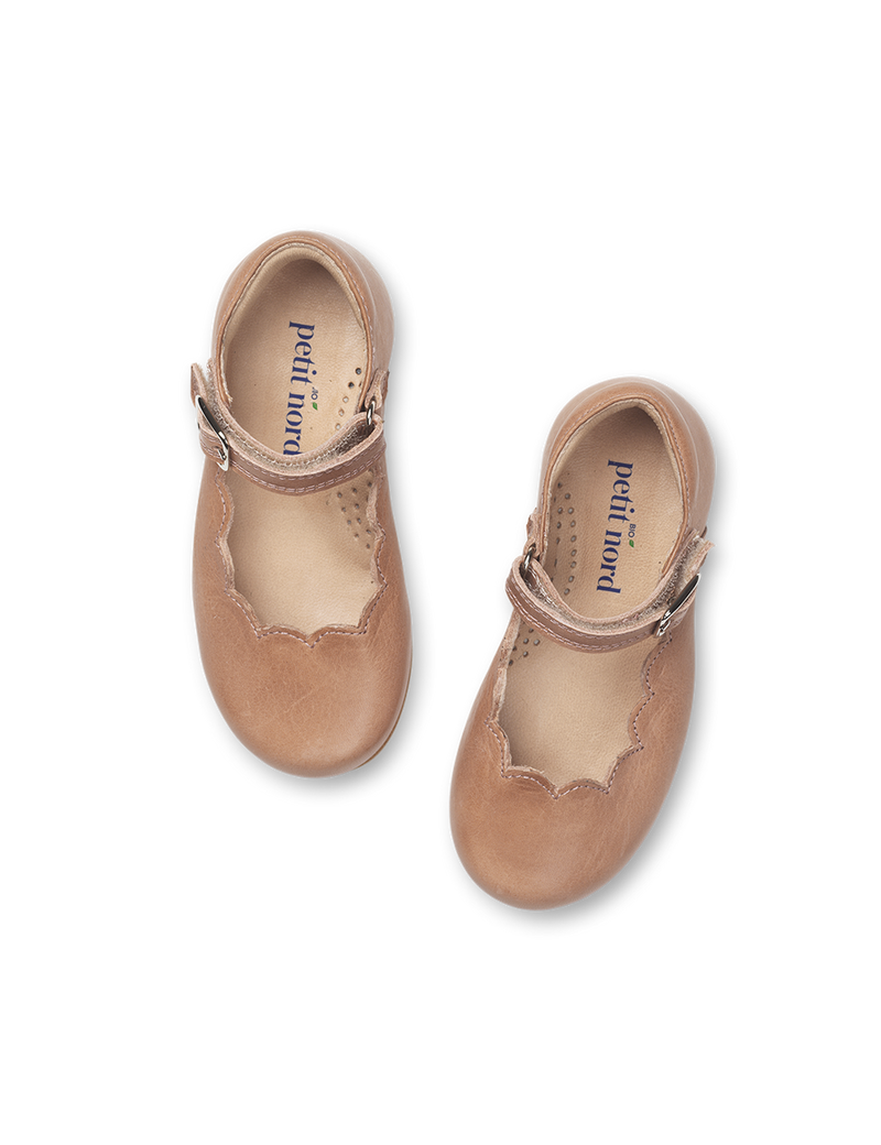 Petit Nord Scallop Mary Jane T-bars and Ballerinas Peachy 030