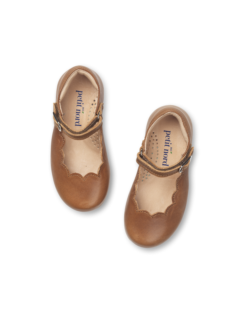 Petit Nord Scallop Mary Jane T-bars and Ballerinas Cognac 002